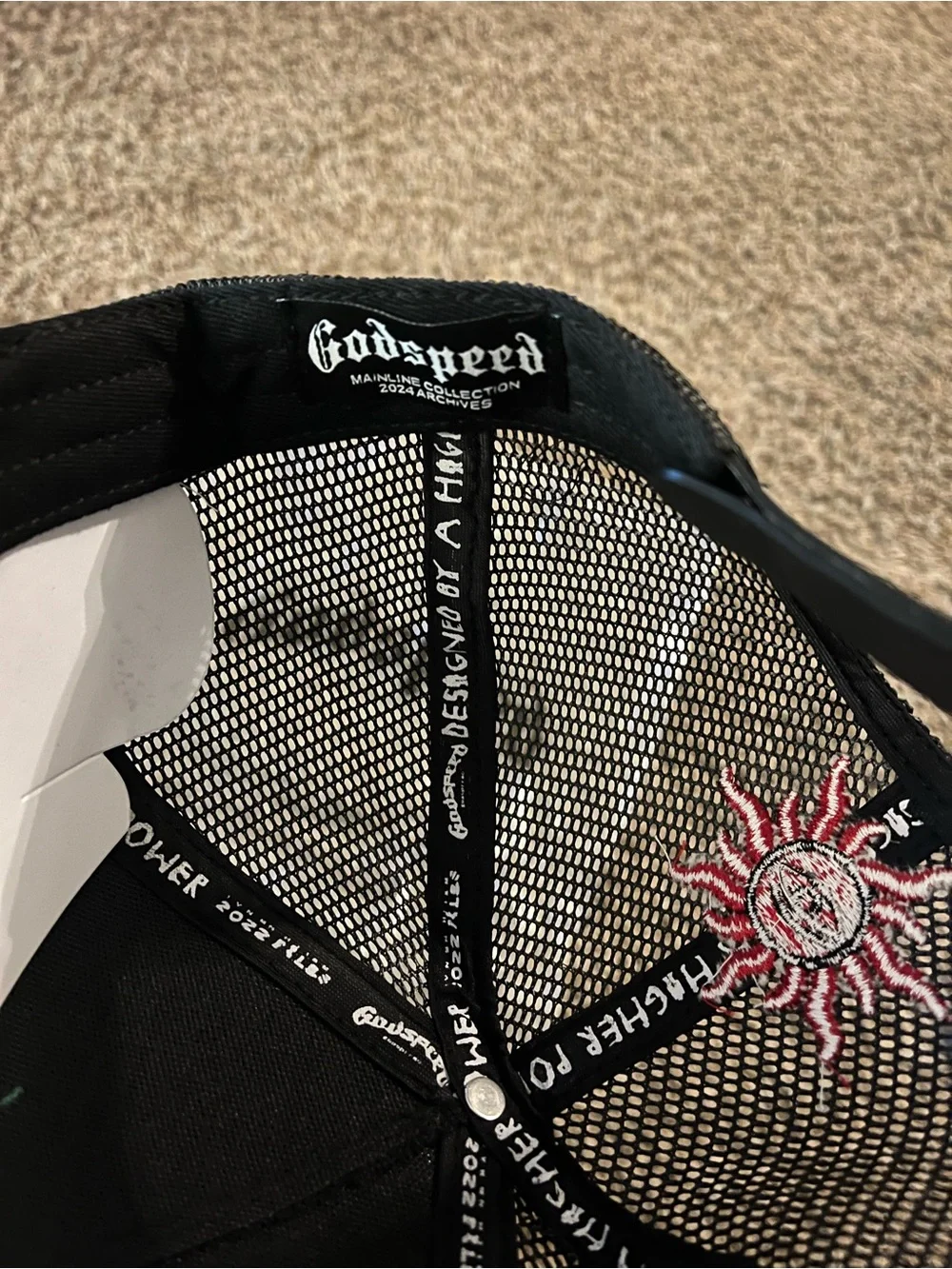 Godspeed Trucker Hat with Green Gradient Flame Logo